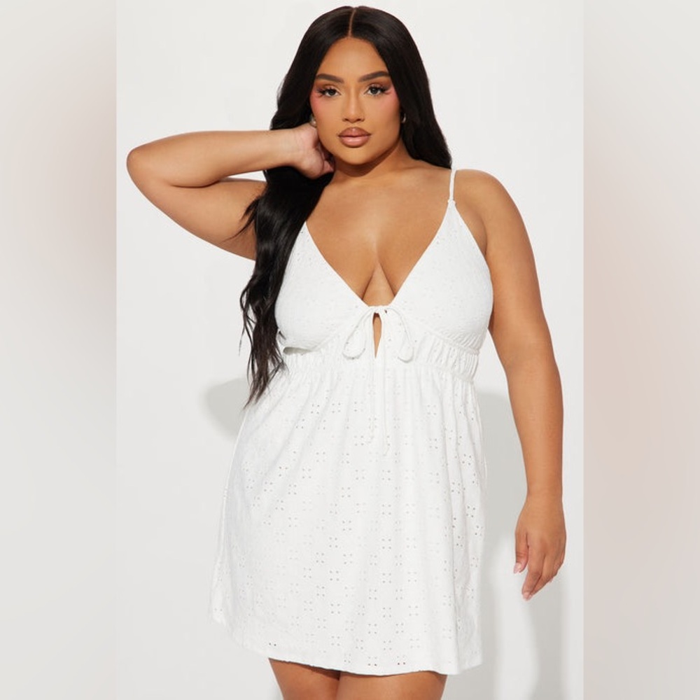 Fashion Nova Maybelle Eyelet Mini Dress - White | 2X | NWT